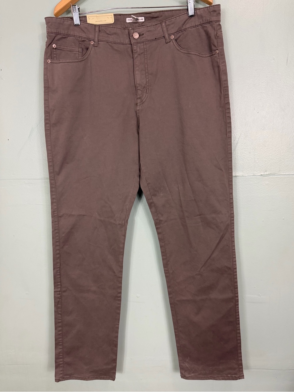 Peter Millar Signature Sateen Five Pocket Pant‎ Taupe Men Size 38